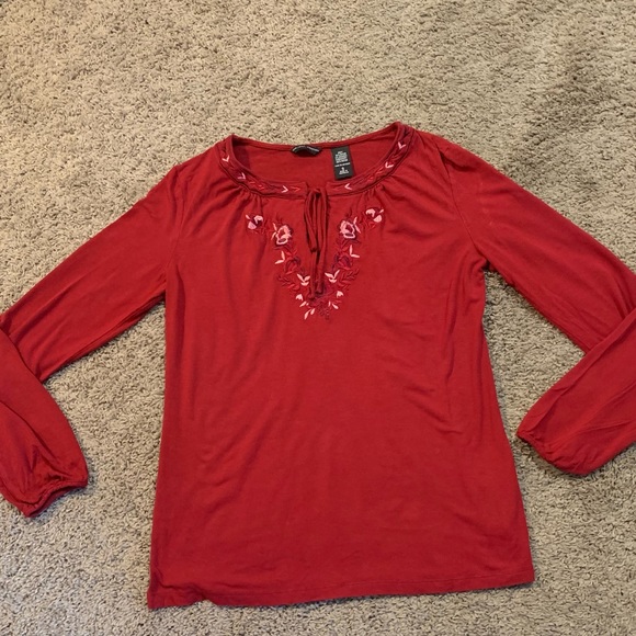 New York & Company Tops - New York & Company Boho Red Top Small